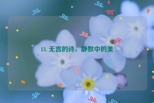 13. 无言的诗，静默中的美